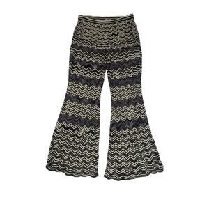 CALYPSO‎ ST BARTH Flare Resort Lounge Striped Boho Knit Scallop Edge Large Pants